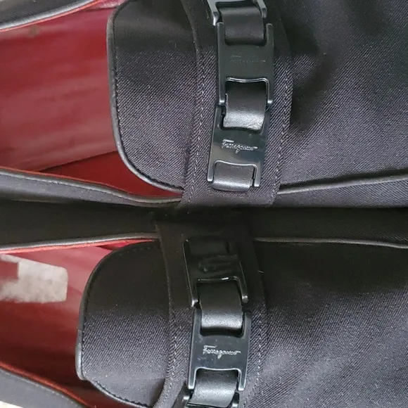 Salvatore ferragamo sport  black canvas slipon loafers size 11B