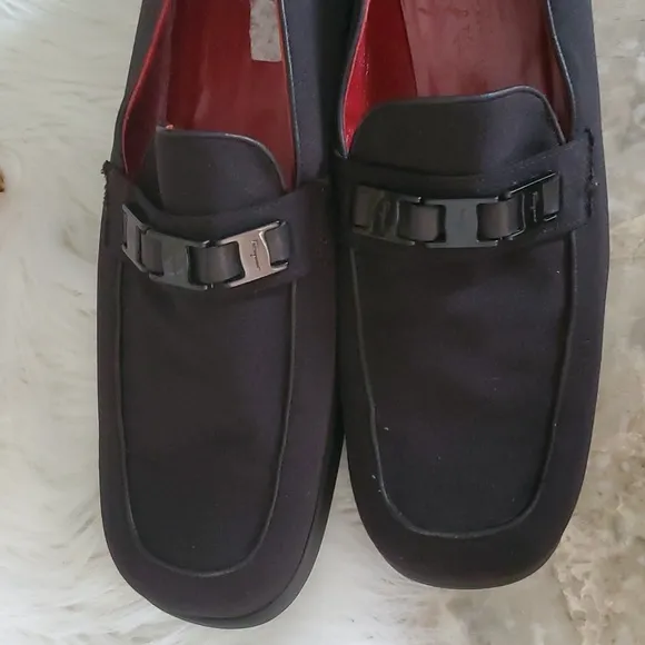 Salvatore ferragamo sport  black canvas slipon loafers size 11B