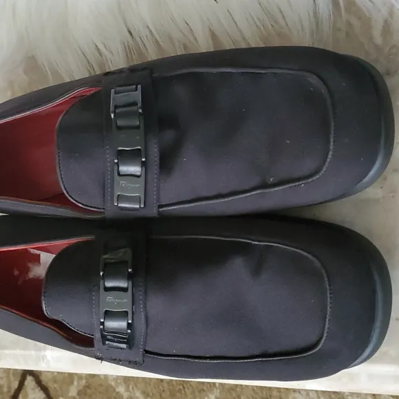 Salvatore ferragamo sport  black canvas slipon loafers size 11B