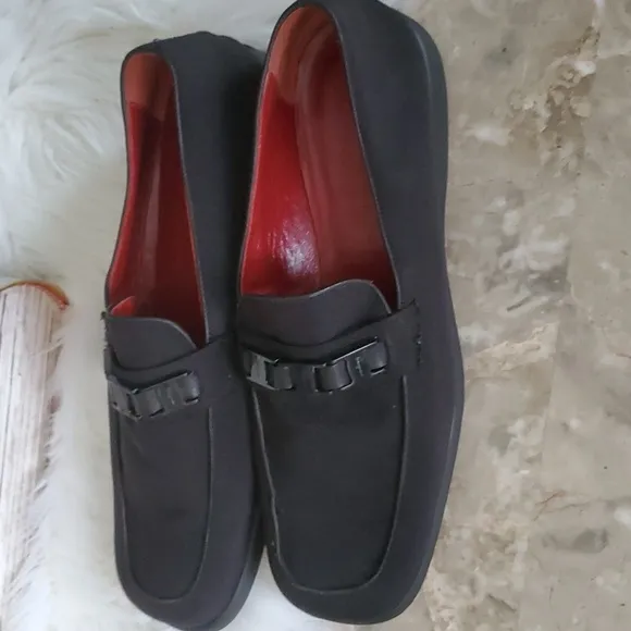 Salvatore ferragamo sport  black canvas slipon loafers size 11B