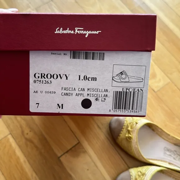 Salvatore Ferragamo Woven Raffia &amp; Suede Yellow Flats