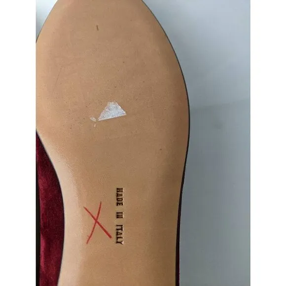 Salvatore Ferragamo Red Wine Suede Quilted Ballet Flats Sz 8.5 Made in Italy NWO