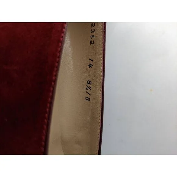 Salvatore Ferragamo Red Wine Suede Quilted Ballet Flats Sz 8.5 Made in Italy NWO