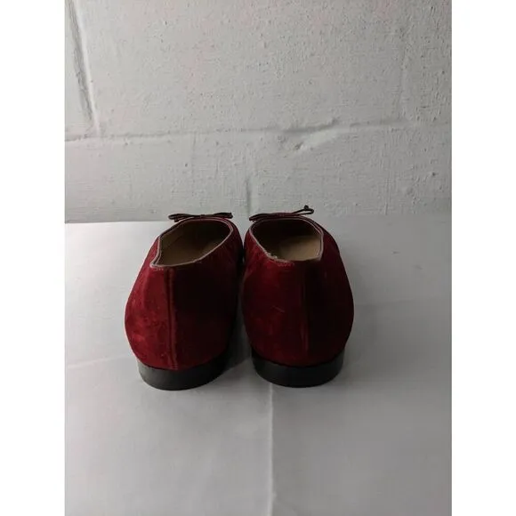 Salvatore Ferragamo Red Wine Suede Quilted Ballet Flats Sz 8.5 Made in Italy NWO