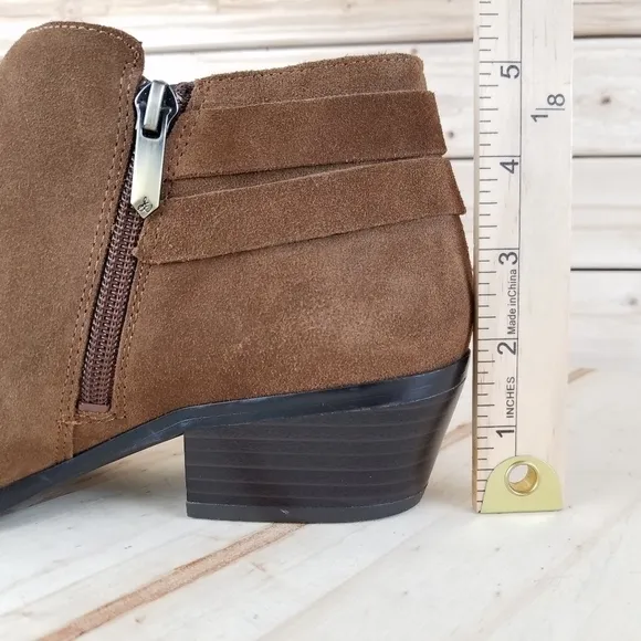 Sam Edelman 8.5 US Brown Suede / Leather Ankle Boots Booties Buckle Side Zip NEW