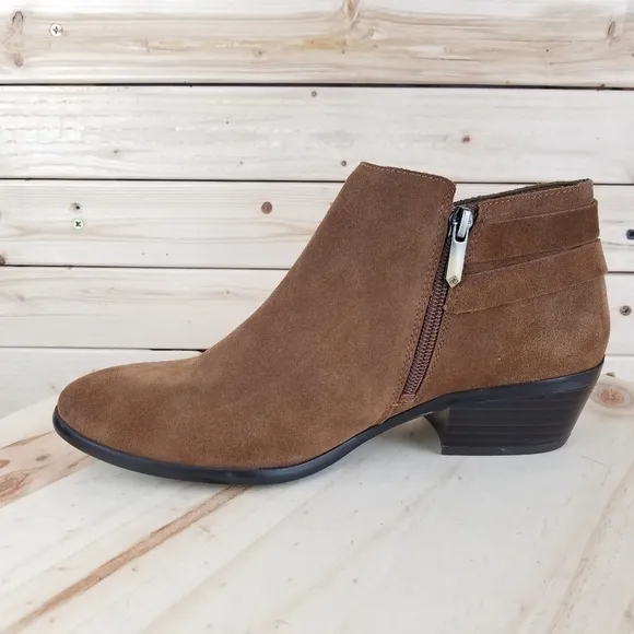 Sam Edelman 8.5 US Brown Suede / Leather Ankle Boots Booties Buckle Side Zip NEW