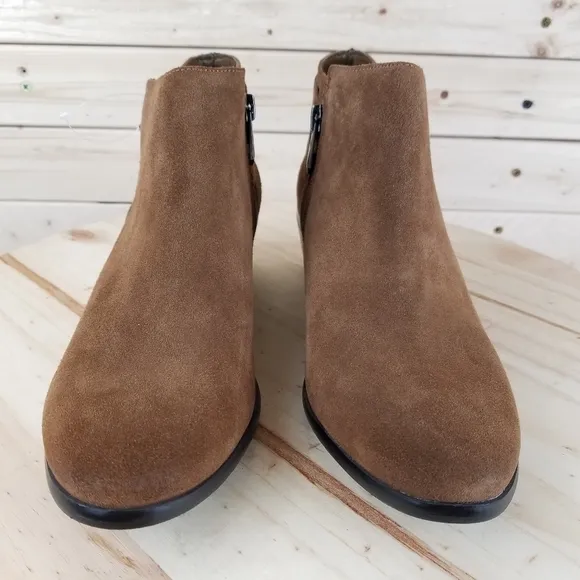 Sam Edelman 8.5 US Brown Suede / Leather Ankle Boots Booties Buckle Side Zip NEW