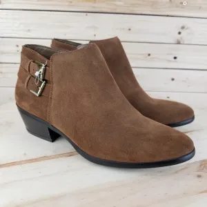 Sam Edelman 8.5 US Brown Suede / Leather Ankle Boots Booties Buckle Side Zip NEW