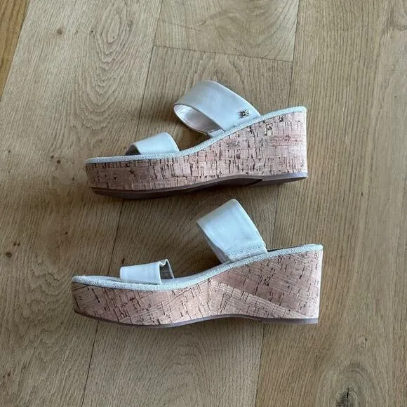 Sam Edelman Alissa Leather Wedge Sandals in Ivory