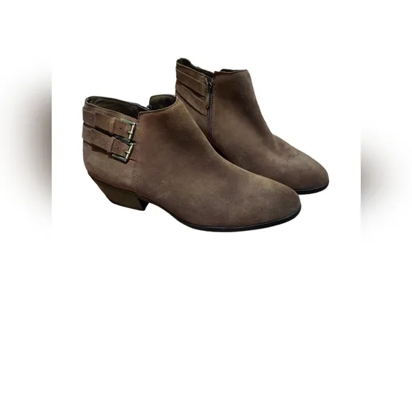 Sam Edelman Boots Brown Sz 9 Women’s Petal Ankle Suede Side Zip Buckle Booties