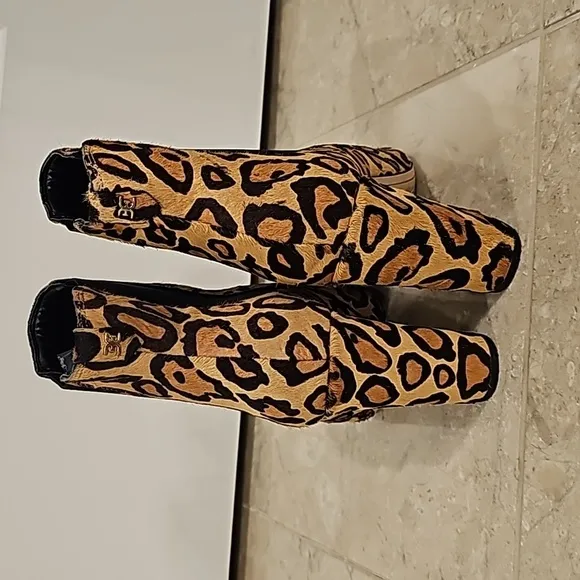 Sam Edelman Chelsea Leopard Cow Hair Platform Boots - Size 9.5