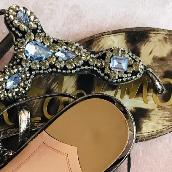 SAM EDELMAN CRYSTAL EMBELLISHED SANDALS, size 8.5