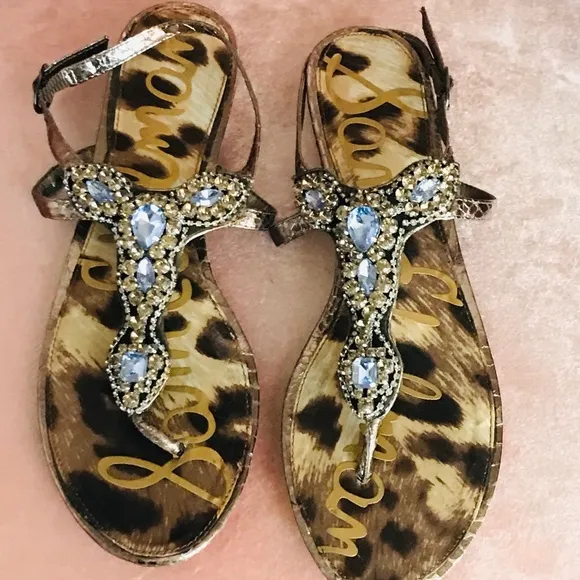 SAM EDELMAN CRYSTAL EMBELLISHED SANDALS, size 8.5