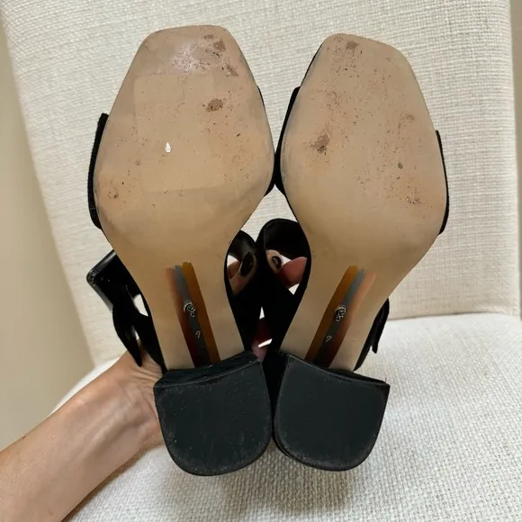 Sam Edelman DALTON HEEL MULE Suede Chunky Black Sandals Size 7