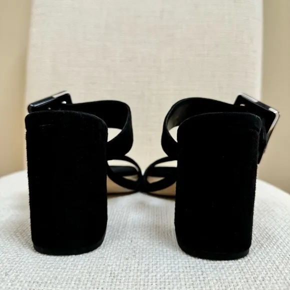 Sam Edelman DALTON HEEL MULE Suede Chunky Black Sandals Size 7