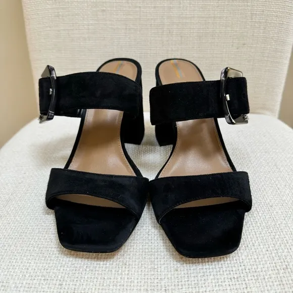 Sam Edelman DALTON HEEL MULE Suede Chunky Black Sandals Size 7