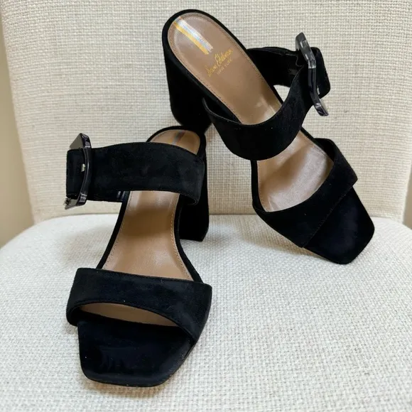 Sam Edelman DALTON HEEL MULE Suede Chunky Black Sandals Size 7