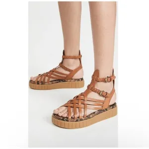 Sam Edelman Geana cross straps chunky soles sandals, Brown , Size 9.5