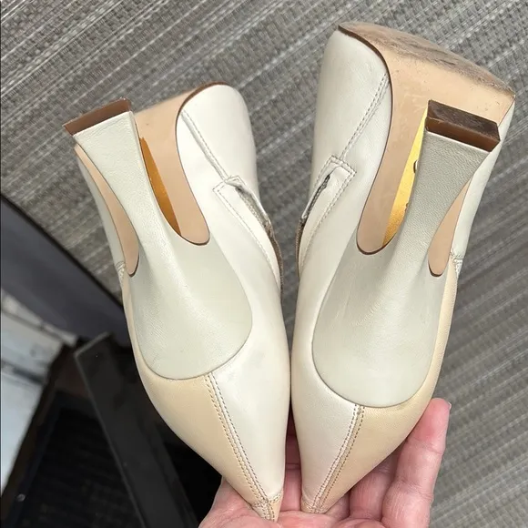 SAM EDELMAN IVORY CREAM HEEL SIDE ZIP ANKLE BOOTS-8.5