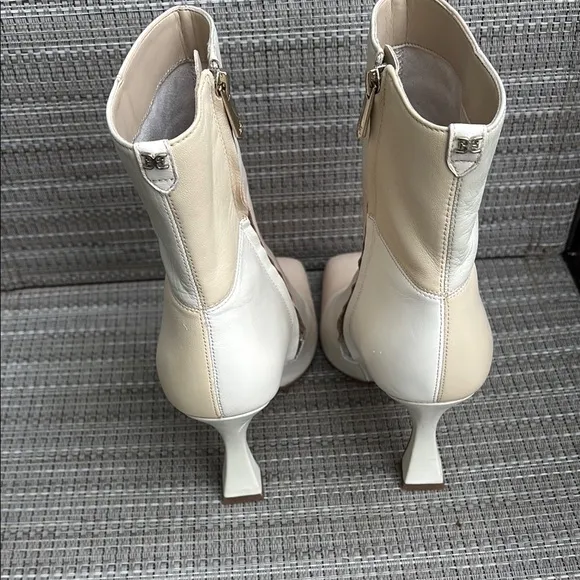 SAM EDELMAN IVORY CREAM HEEL SIDE ZIP ANKLE BOOTS-8.5
