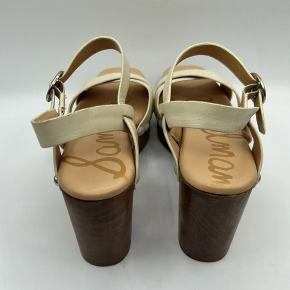 Sam Edelman Josefine Platform Cream Leather Ankle Strap Sandals Sandals Size 9.5