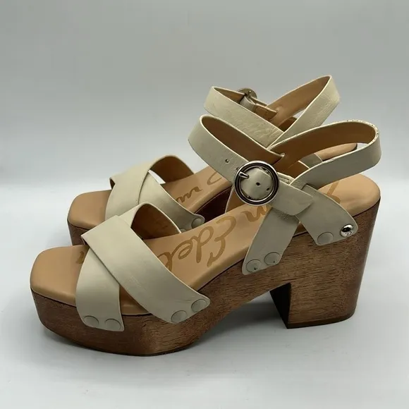 Sam Edelman Josefine Platform Cream Leather Ankle Strap Sandals Sandals Size 9.5
