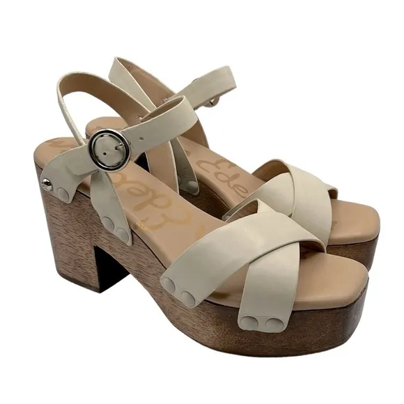 Sam Edelman Josefine Platform Cream Leather Ankle Strap Sandals Sandals Size 9.5