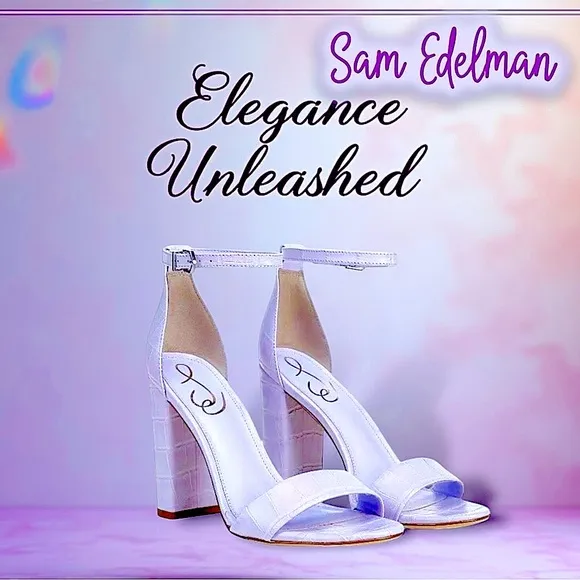 Sam Edelman Leather Yaro Ankle Strap Block Heel Sandals in Misty Lilac NWT