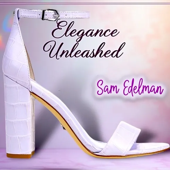 Sam Edelman Leather Yaro Ankle Strap Block Heel Sandals in Misty Lilac NWT