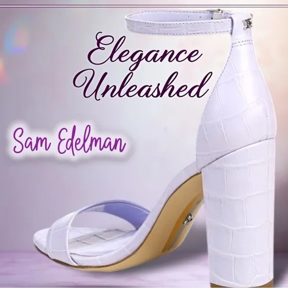 Sam Edelman Leather Yaro Ankle Strap Block Heel Sandals in Misty Lilac NWT
