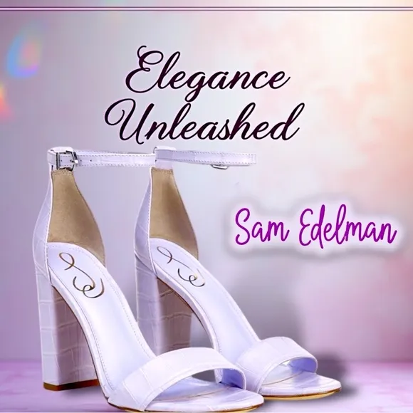 Sam Edelman Leather Yaro Ankle Strap Block Heel Sandals in Misty Lilac NWT