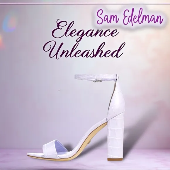 Sam Edelman Leather Yaro Ankle Strap Block Heel Sandals in Misty Lilac NWT