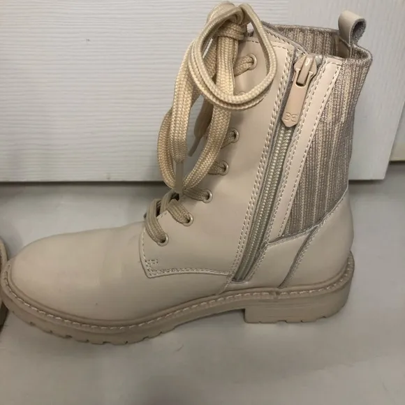 Sam Edelman‎ mini Lydell ivory side zip lace upBoots girls size 2 combat boots