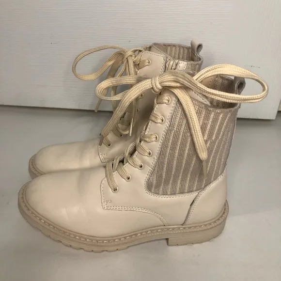 Sam Edelman‎ mini Lydell ivory side zip lace upBoots girls size 2 combat boots