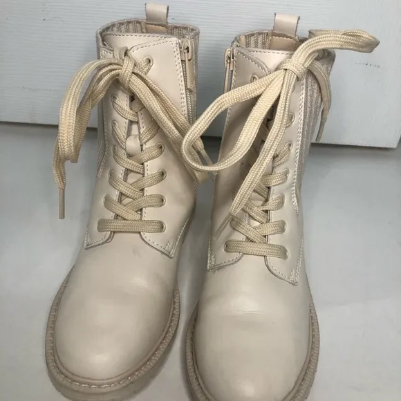 Sam Edelman‎ mini Lydell ivory side zip lace upBoots girls size 2 combat boots
