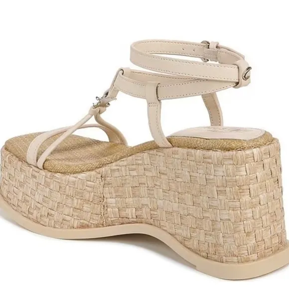 SAM EDELMAN Odette Leather Basket Weave Wedge Platform Sandals SIZE 10 NWT