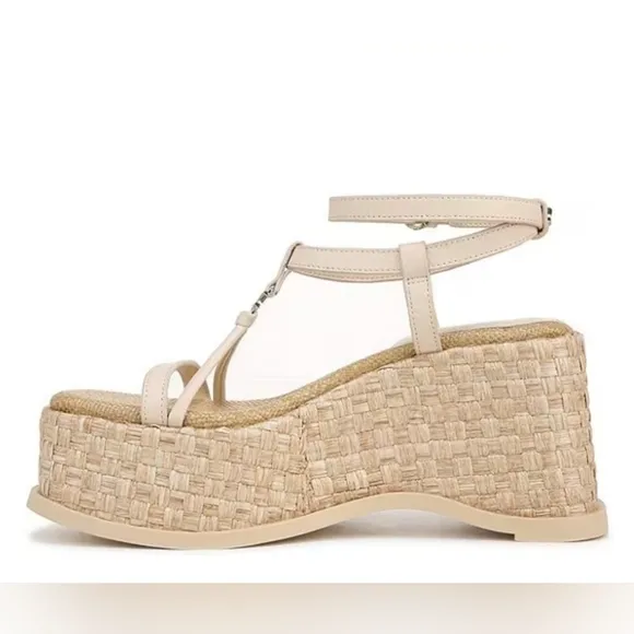 SAM EDELMAN Odette Leather Basket Weave Wedge Platform Sandals SIZE 10 NWT