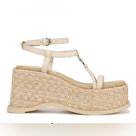 SAM EDELMAN Odette Leather Basket Weave Wedge Platform Sandals SIZE 10 NWT