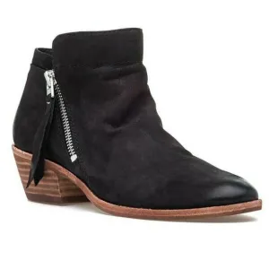 SAM EDELMAN Packer leather ankle boots zip side chunky heel booties black Sz 6.5