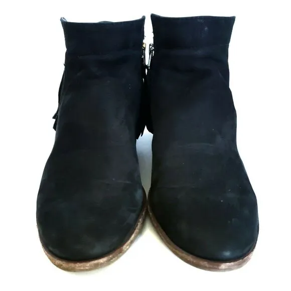 SAM EDELMAN Packer leather ankle boots zip side chunky heel booties black Sz 6.5