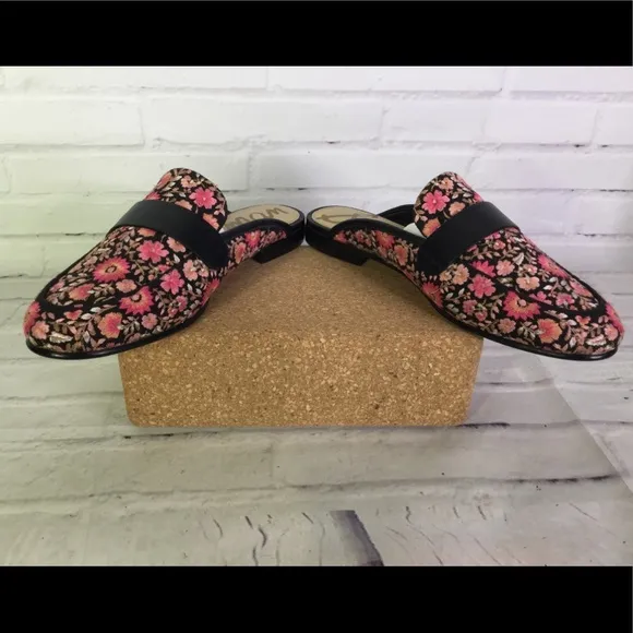 Sam Edelman Perri 6M Floral Leather Slides Mules