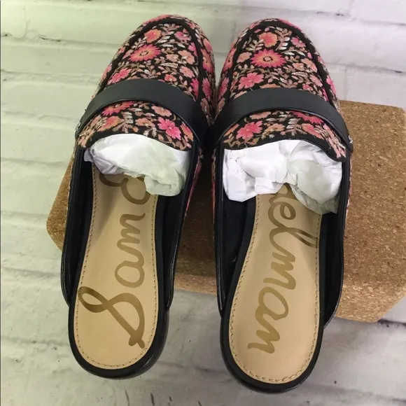 Sam Edelman Perri 6M Floral Leather Slides Mules