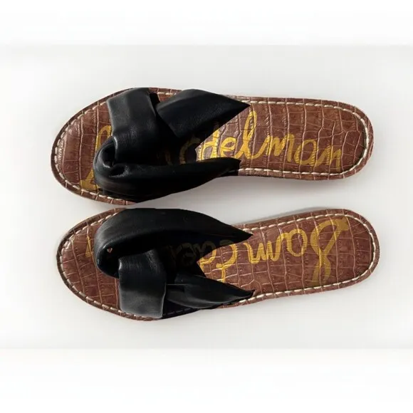 Sam Edelman Ramsey Black Sandals Womens Size 7.5 M Leather Upper Wedge Cork Heel