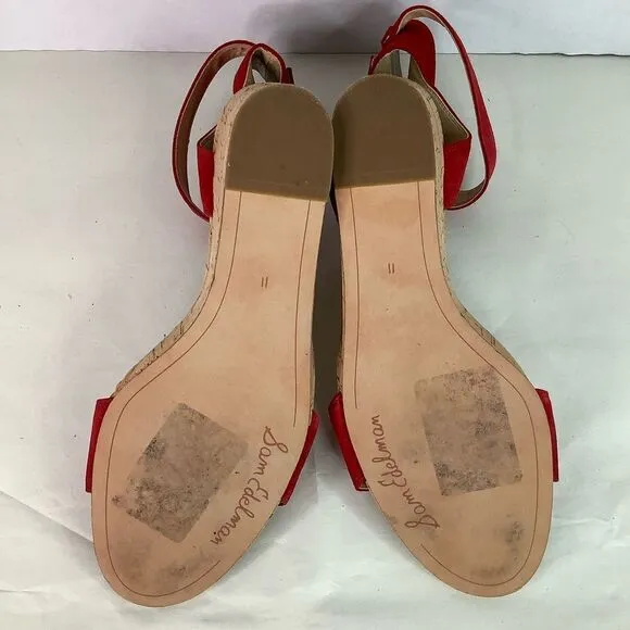 Sam Edelman Red Suede Leather WILLOW Wedge Open Toe Strap Sandals Shoes Sz M11