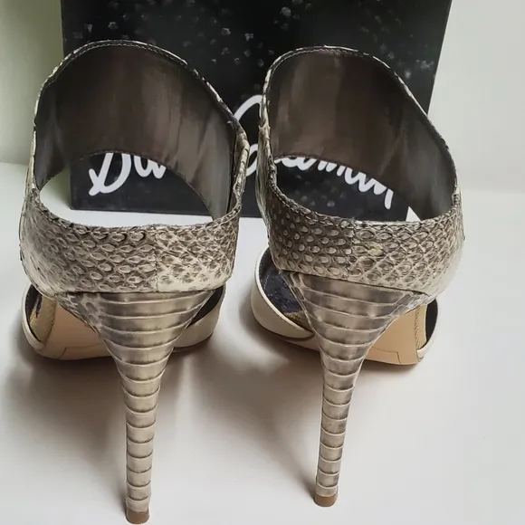 Sam Edelman Scotti Ivory Leather Snake Skin Sandals 8.5&quot;