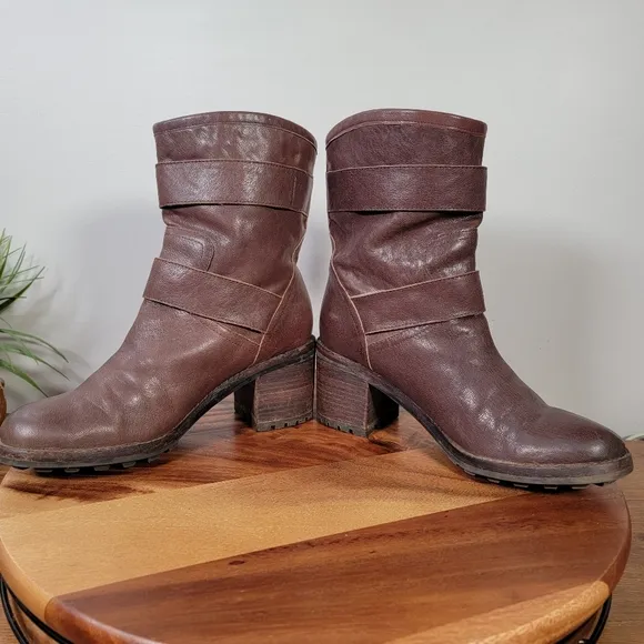 Sam Edelman Troy Brown Leather Moto Combat Boots size 9