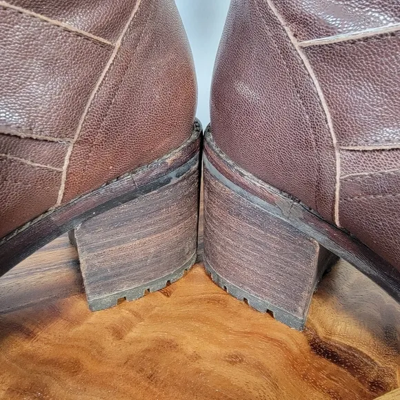 Sam Edelman Troy Brown Leather Moto Combat Boots size 9