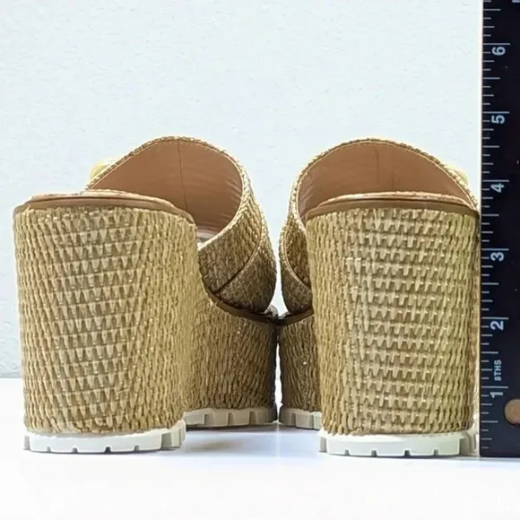 Sam Edelman Women's Livi Buckle Platform Sandal Raffia Size 10 (MSRP $150)