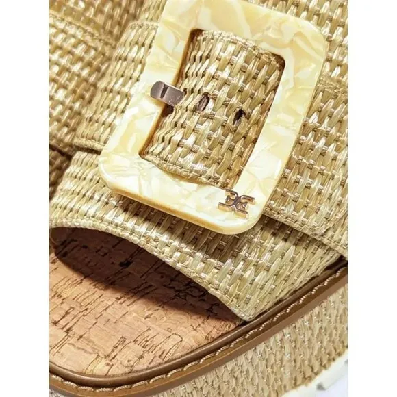Sam Edelman Women's Livi Buckle Platform Sandal Raffia Size 10 (MSRP $150)