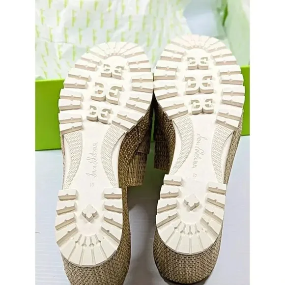 Sam Edelman Women's Livi Buckle Platform Sandal Raffia Size 10 (MSRP $150)